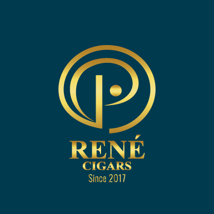 Logotipo dorado de René Cigars